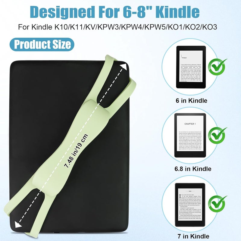Dexspoeny 2 Pack Silicone Hand Straps for Kindle and Tablets, Secure Lightweight Finger Grip Holder for 4.7-8" Kindle Paperwhite/iPad/Samsung/Kobo/Oasis/Fire/Sony/Lenovo E-Readers (Blue+Green) - Image 2